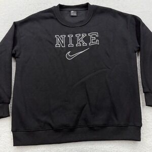 Nike Black Crewneck Sweatshirt Women's Large L Logo Embroidered Pullover Top